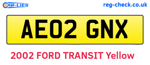 AE02GNX are the vehicle registration plates.
