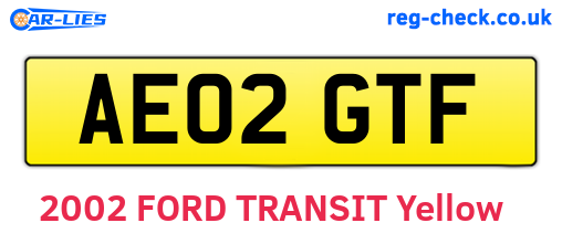 AE02GTF are the vehicle registration plates.