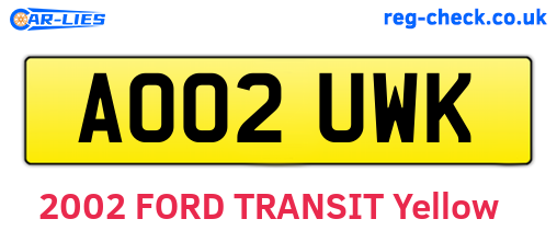 AO02UWK are the vehicle registration plates.