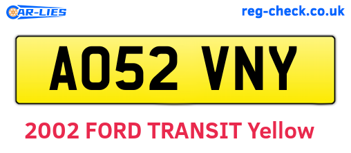AO52VNY are the vehicle registration plates.