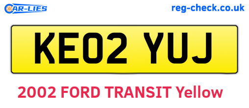 KE02YUJ are the vehicle registration plates.