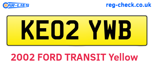 KE02YWB are the vehicle registration plates.