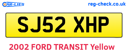 SJ52XHP are the vehicle registration plates.
