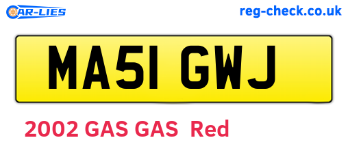 MA51GWJ are the vehicle registration plates.