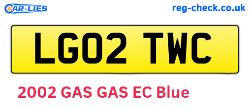 LG02TWC are the vehicle registration plates.