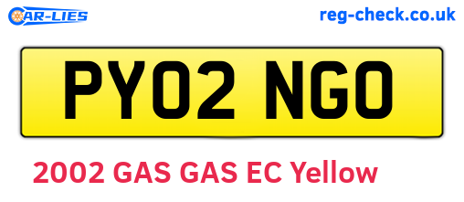 PY02NGO are the vehicle registration plates.