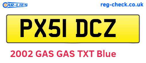 PX51DCZ are the vehicle registration plates.