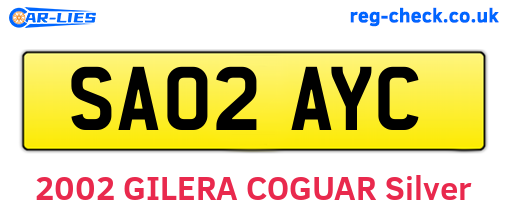 SA02AYC are the vehicle registration plates.