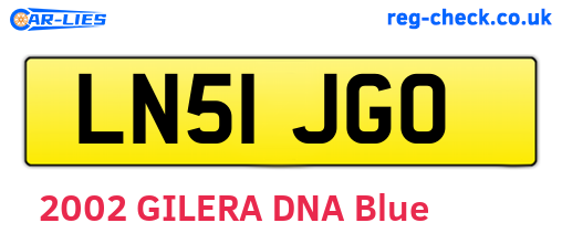LN51JGO are the vehicle registration plates.