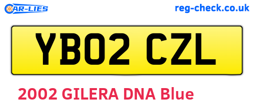 YB02CZL are the vehicle registration plates.