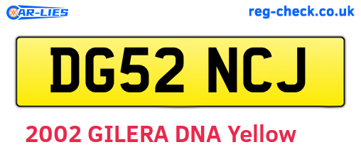 DG52NCJ are the vehicle registration plates.