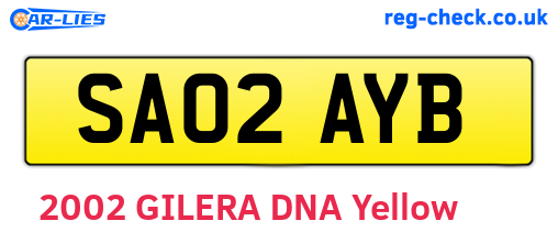 SA02AYB are the vehicle registration plates.