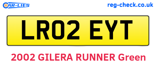 LR02EYT are the vehicle registration plates.