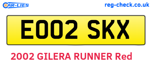 EO02SKX are the vehicle registration plates.