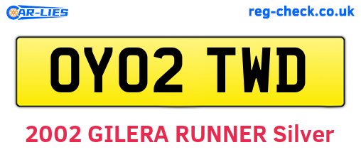 OY02TWD are the vehicle registration plates.