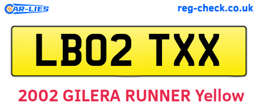 LB02TXX are the vehicle registration plates.