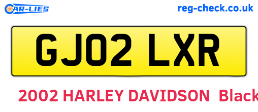 GJ02LXR are the vehicle registration plates.