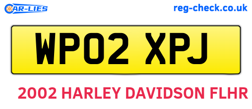 WP02XPJ are the vehicle registration plates.