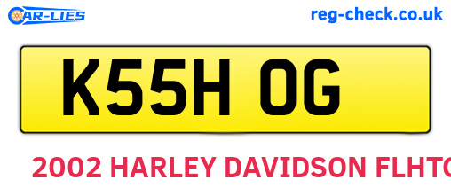 K55HOG are the vehicle registration plates.