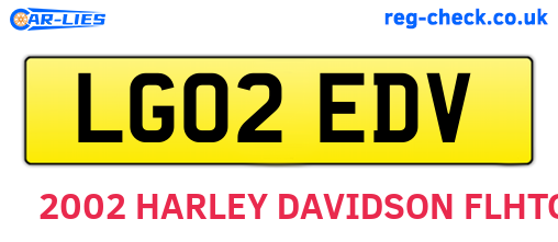 LG02EDV are the vehicle registration plates.