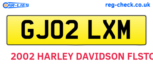 GJ02LXM are the vehicle registration plates.