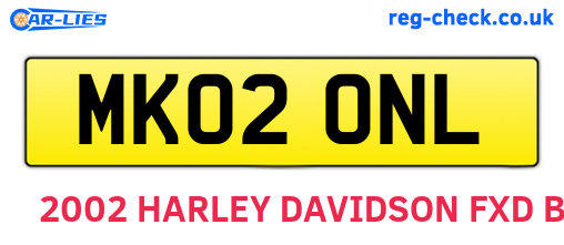 MK02ONL are the vehicle registration plates.