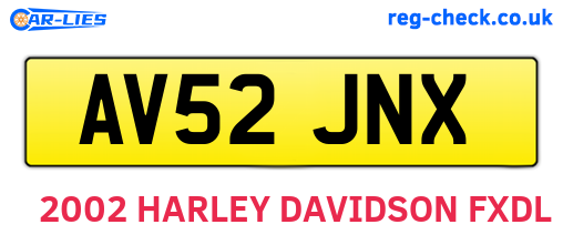 AV52JNX are the vehicle registration plates.