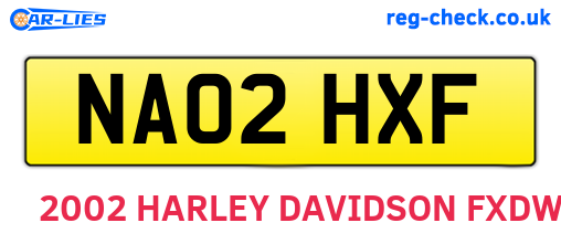 NA02HXF are the vehicle registration plates.