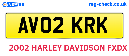 AV02KRK are the vehicle registration plates.