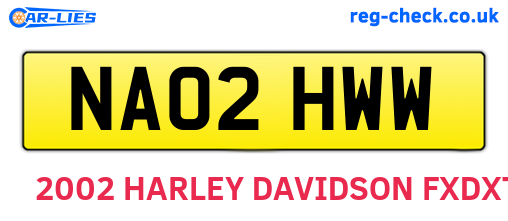 NA02HWW are the vehicle registration plates.