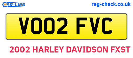 VO02FVC are the vehicle registration plates.