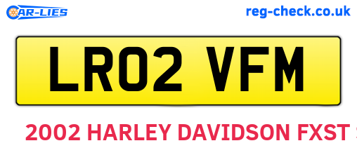 LR02VFM are the vehicle registration plates.