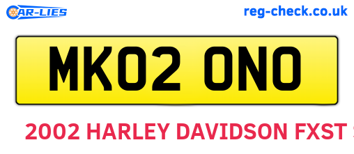 MK02ONO are the vehicle registration plates.