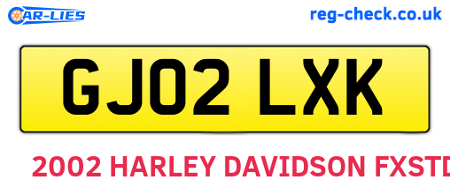 GJ02LXK are the vehicle registration plates.