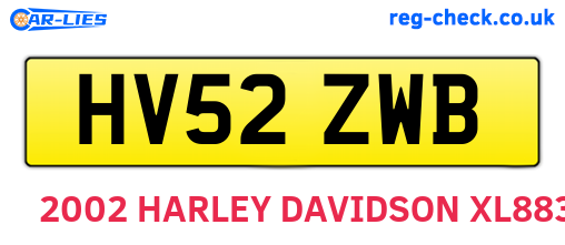 HV52ZWB are the vehicle registration plates.