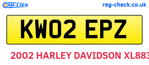 KW02EPZ are the vehicle registration plates.