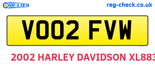 VO02FVW are the vehicle registration plates.