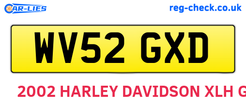 WV52GXD are the vehicle registration plates.
