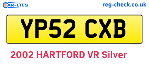 YP52CXB are the vehicle registration plates.