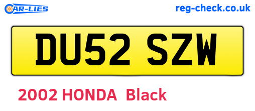 DU52SZW are the vehicle registration plates.