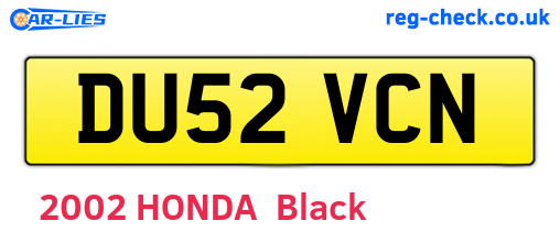 DU52VCN are the vehicle registration plates.