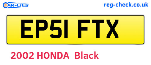 EP51FTX are the vehicle registration plates.