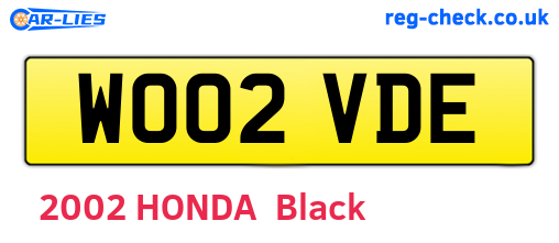 WO02VDE are the vehicle registration plates.