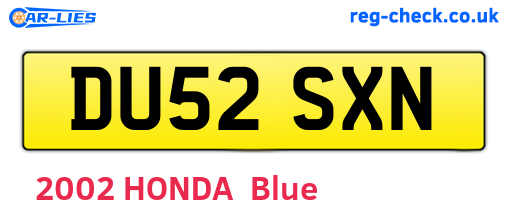 DU52SXN are the vehicle registration plates.