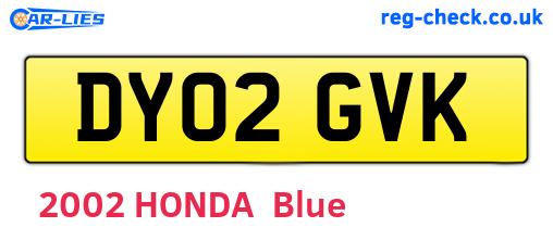 DY02GVK are the vehicle registration plates.