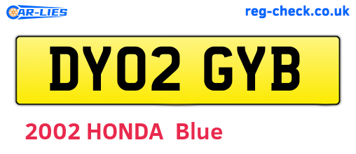 DY02GYB are the vehicle registration plates.