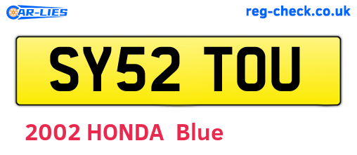 SY52TOU are the vehicle registration plates.