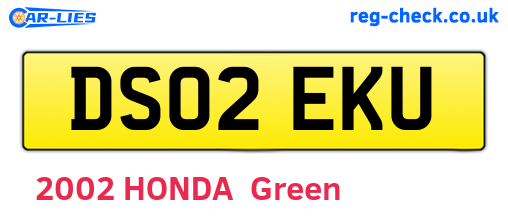 DS02EKU are the vehicle registration plates.