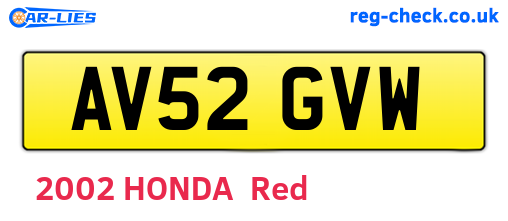 AV52GVW are the vehicle registration plates.