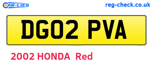 DG02PVA are the vehicle registration plates.